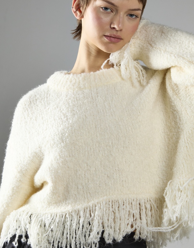 Glamorous - Fringe-Trim Long Sleeve-Jumper