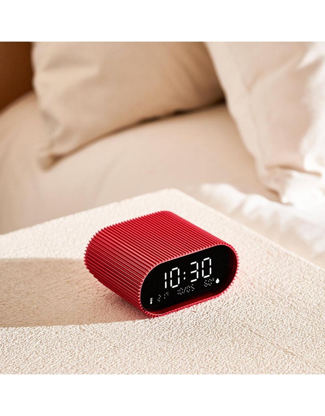 Lexon - Lexon Ray Clock Lcd Alarm Clock With Temperature / Humidity Display - Red