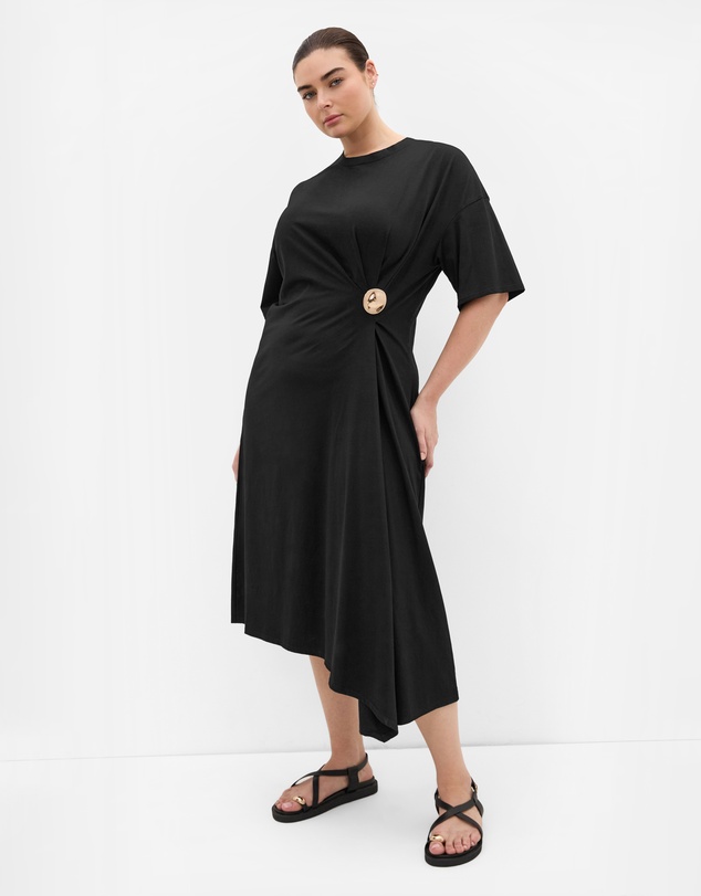 City Chic - Plus size Fashion Tee Midi Dress - black