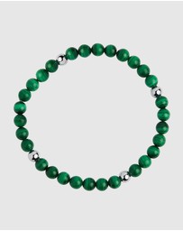 Najo - Apollo Men's 6mm Malachite & Steel Elasticised Bracelet
