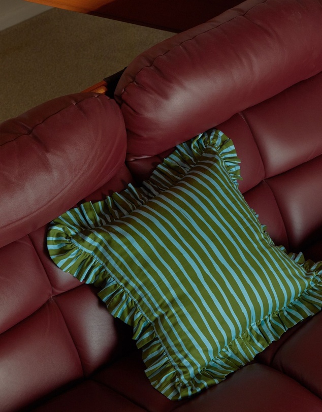 Mosey Me - Strokes Ruffle Cushion - Guacamole
