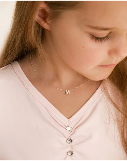 The Silver Collective - Children's A-Z Letter Necklace - M