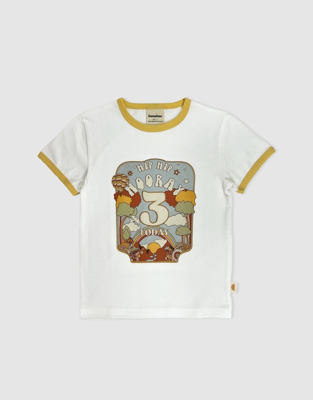 Banabae - Hip Hip Hooray Birthday Ringer Tee - 3 Year Old