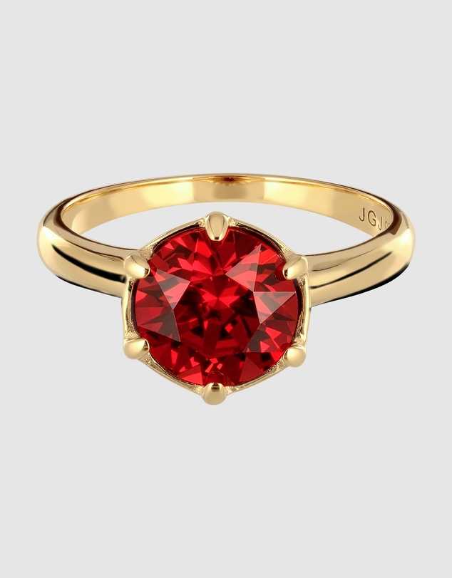 Elli Jewelry - Red Crystal Ring in Gold-Plated 925 Silver