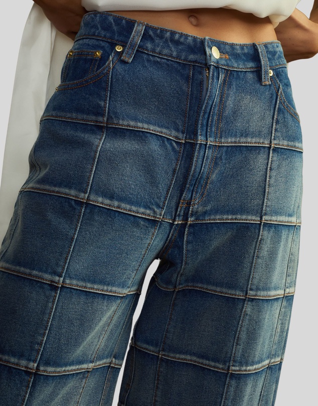 Cynthia Rowley - Windowpane Wide-Leg Jeans