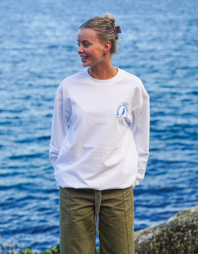Budgy Smuggler - White Long Sleeve Tee with Budgy Arch
