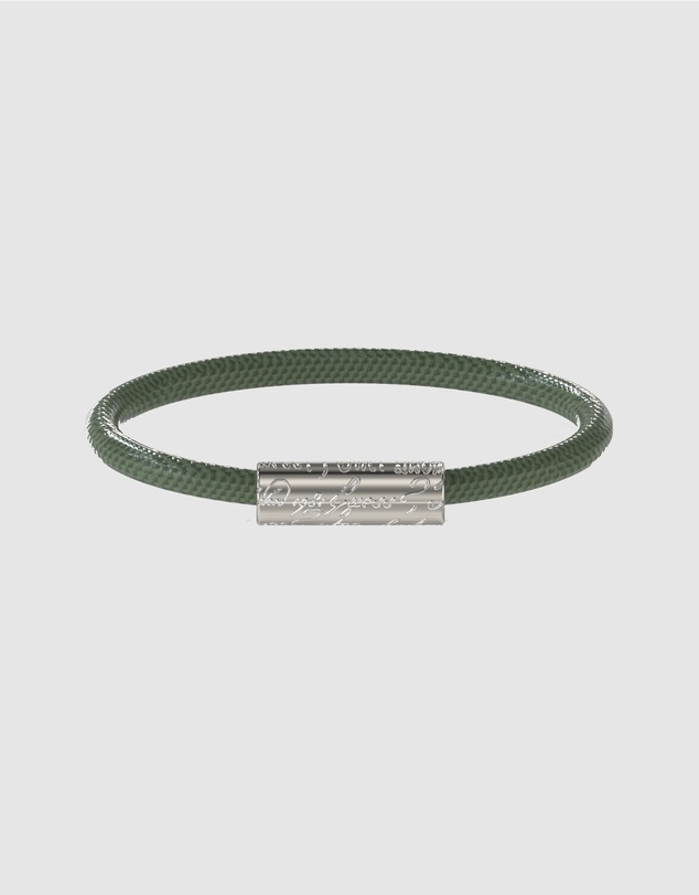 GUESS - Silver-Tone 6MM Green Leather Bracelet