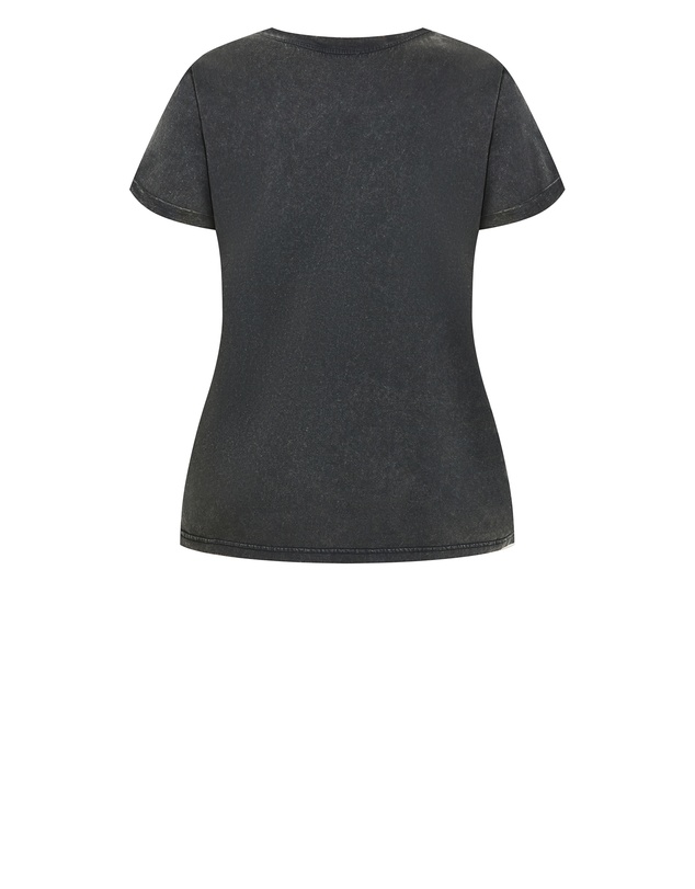 City Chic - Plus size Cuffed Sleeve Bow Tee - charcoal wash