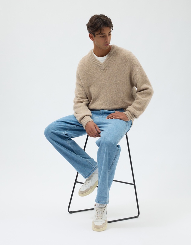 AERE - Wool Blend Slouched V-Neck Jumper