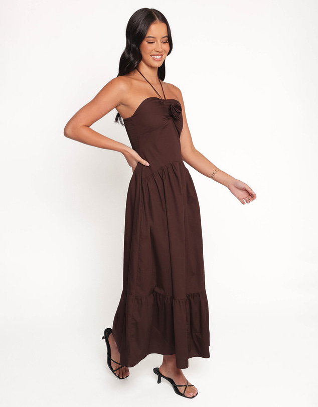 Petal & Pup - Soleila Halter Maxi Dress - Chocolate