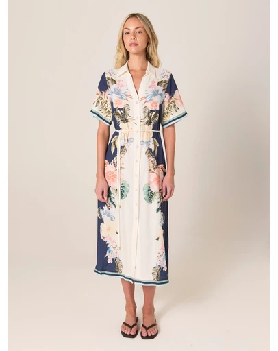 Fate + Becker - Solara Placement Print Shirt Dress