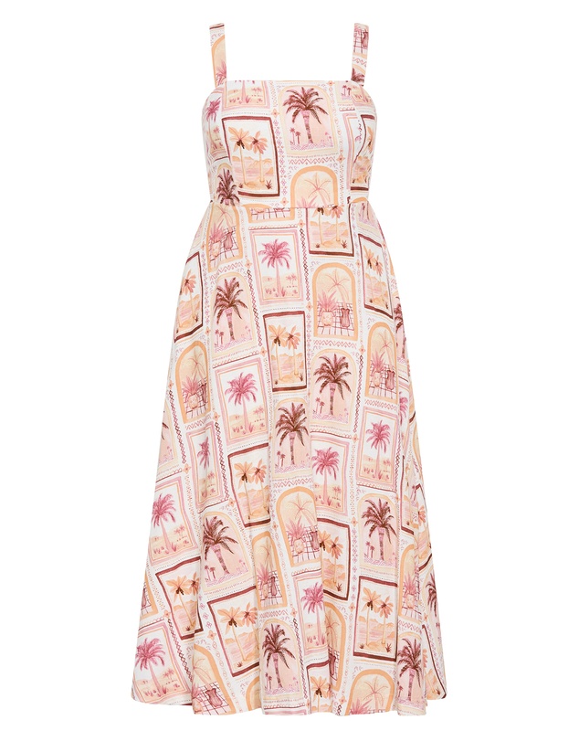 City Chic - Collins Postcard Print Maxi Dress