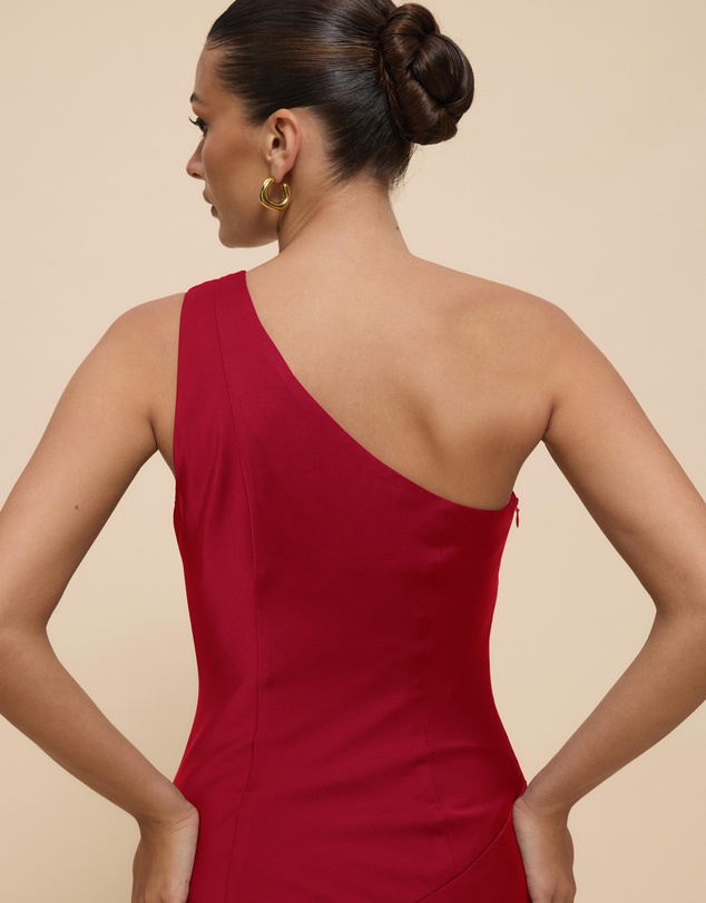 CHANCERY - Hallie Satin One Shoulder Drape Maxi Dress