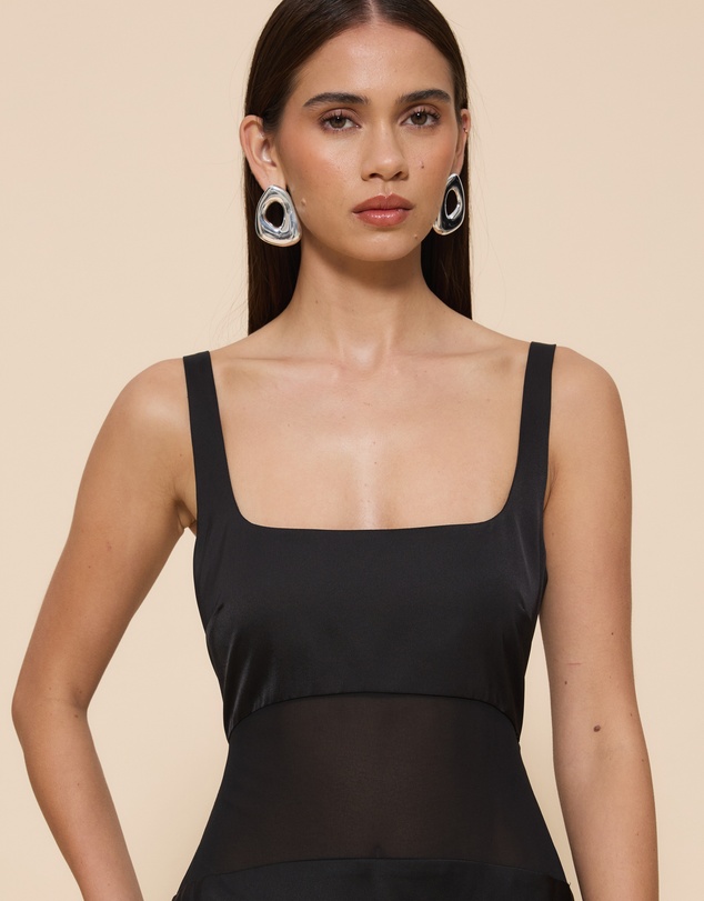 CHANCERY - Gracie Curved Sheer Panel Maxi Dress