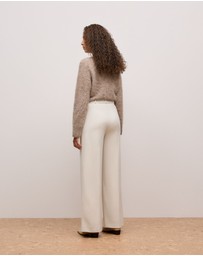 Trenery - Ponte Tailored Wide Leg Pant in Stone