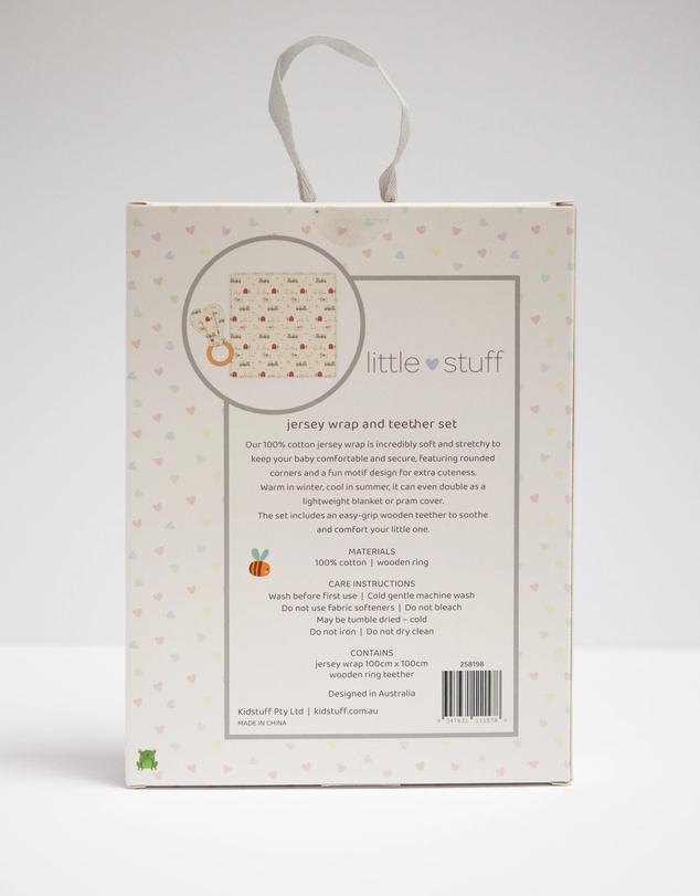 Little Stuff - Farm Friends Jersey Wrap With Teether Gift Set