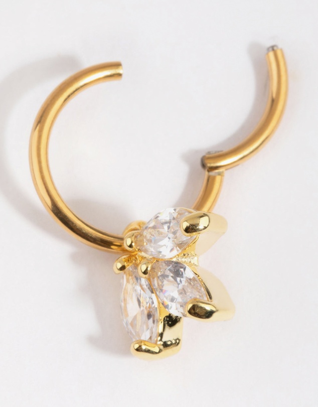 Lovisa - Gold Plated Titanium Marquise Cubic Zirconia Belly Ring