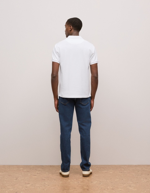 Trenery - Pique Monogram Short Sleeve Polo in White