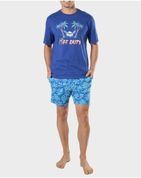 Mitch Dowd - Mitchdowd Mens Short Sleeve Pyjama Set in Off Duty Print