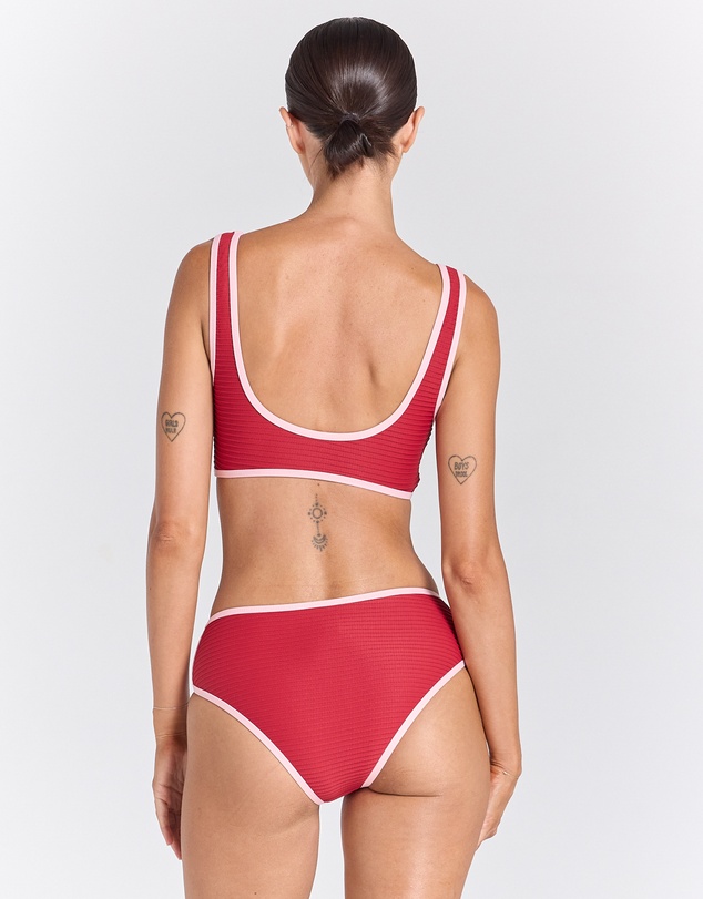 Poolside Paradiso - Poolside Surf Bikini Top - Ruby