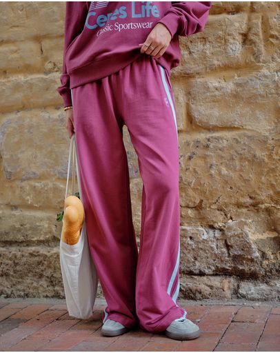 WASHED BURGUNDY SKY BLUE SIDE STRIPE
