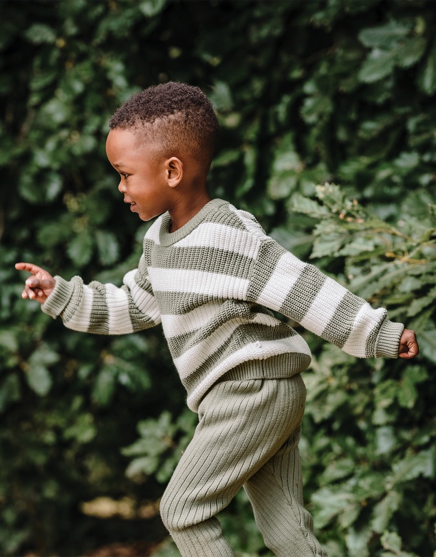 Kynd Baby - Knit Stripe Jumper in Olive Stripe