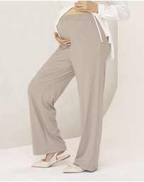 Angel Maternity - Miya Maternity High Waist Multi-Function Pants in Stone Grey