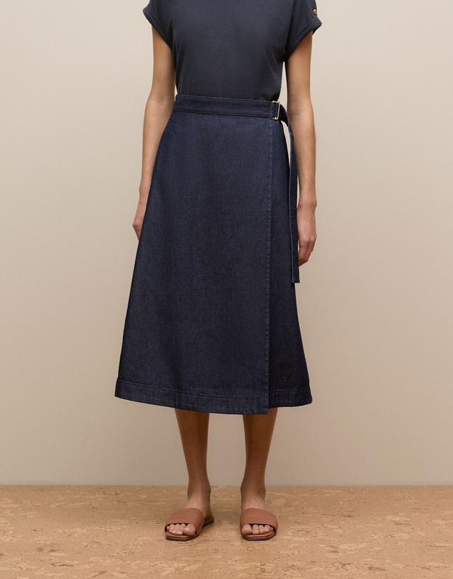 Trenery - Denim Wrap Skirt in Indigo Rinse