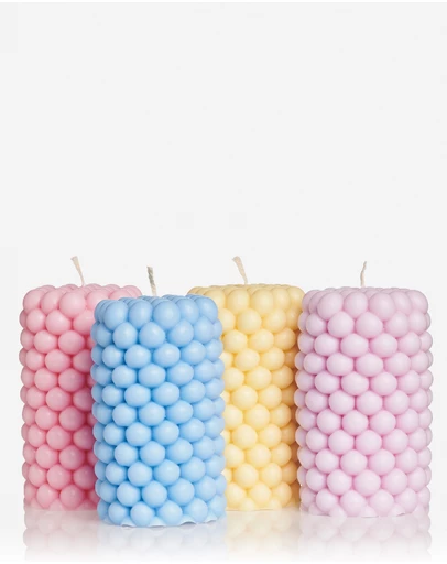 XRJ Celebrations - Mini Bubble Pastel Pillar Multi pack - Blue Lilac Yellow Pink