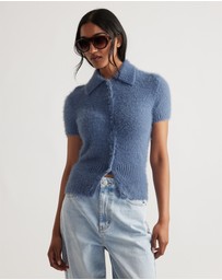 Decjuba - Rosie Fluffy Knit Polo Tee
