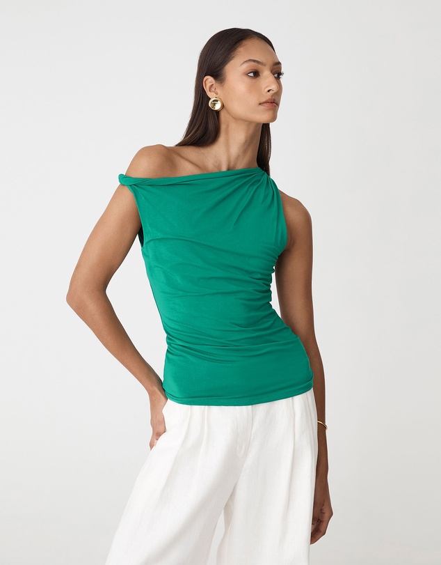 Forcast - Cici Bamboo Twist Shoulder Top