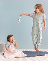 Love to Dream - Sleep Bag 1.0 TOG Organic Cotton Short Sleeve Daredevil Bunny in Light Pink