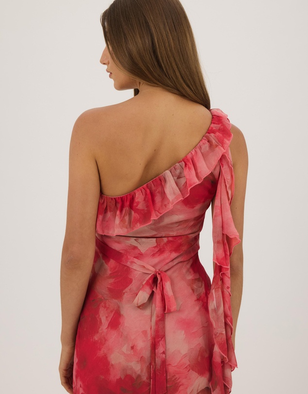 Atmos&Here - Iris One Shoulder Ruffle Floral Printed Maxi Dress