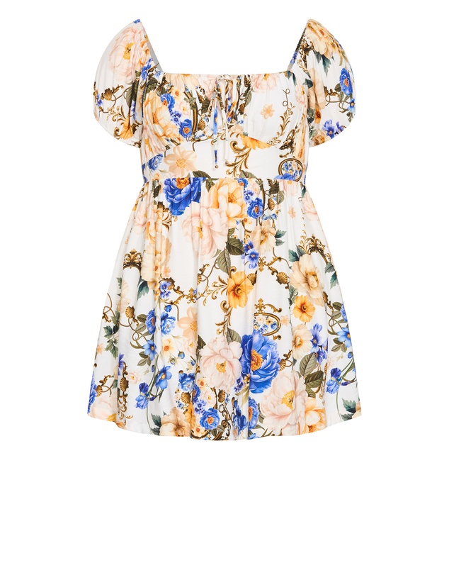 City Chic - Plus size Abbigail Regal Print Mini Dress - ivory