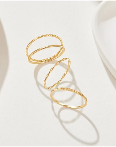 Mestige - Illusion Stackable Ring Set - 18K Gold Plated