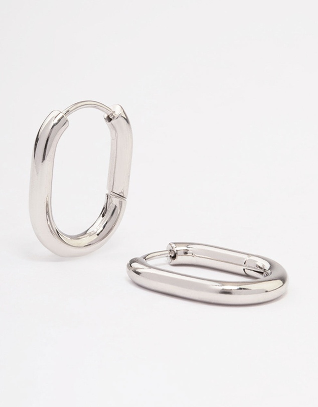 Lovisa - Waterproof Stainless Steel Plain Oval Huggie Hoop Earrings