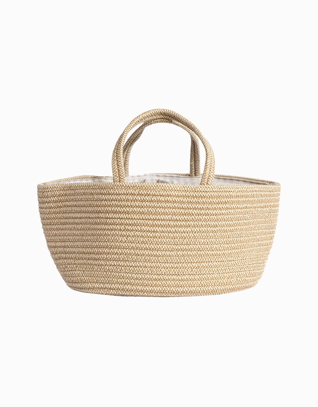 Living Textiles - Cotton Rope Nappy Caddy with Divider - Natural