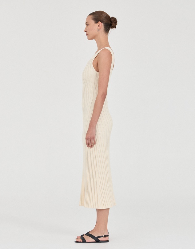 FRIEND of AUDREY - The Cotton Rib Square-Neck Dress
