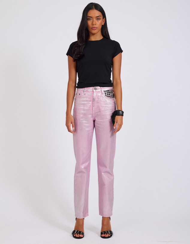 ONE TEASPOON - Pink Envy Foil Awesome Baggies High Waist Jeans