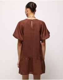 AERE - Brea Puff Sleeve Linen Mini Dress