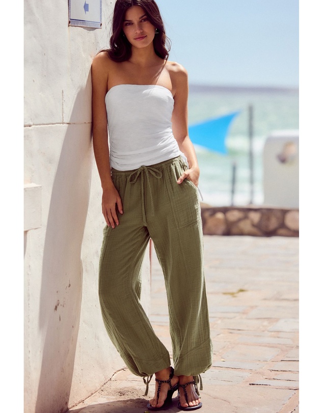 NEXT - 100% Cotton Double Cloth Pull-On Wide Leg Trousers