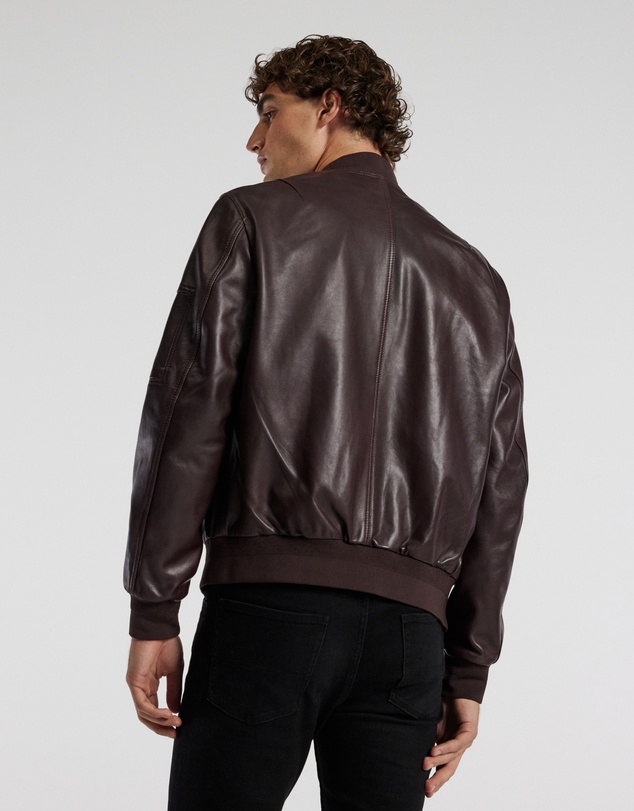 Calibre - Leather Bomber Jacket Wine