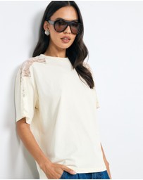 AERE - Lace Contrast T-Shirt