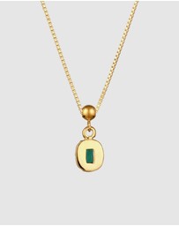 Elli Jewelry - Necklace Emerald Rectangle 925 Sterling Silver Gold-Plated