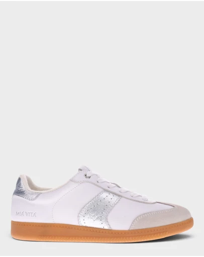 Mia Vita - Ramona II Lace-Up Casual Sneaker - White/Silver