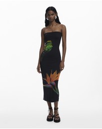 Desigual - Strapless long printed Dress