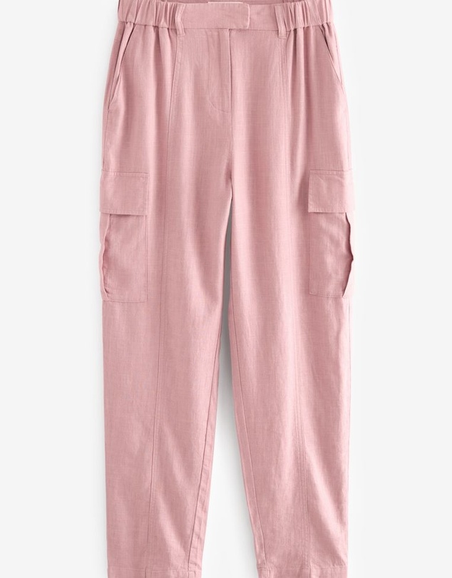 NEXT - Smart Linen Blend Cargo Taper Trousers