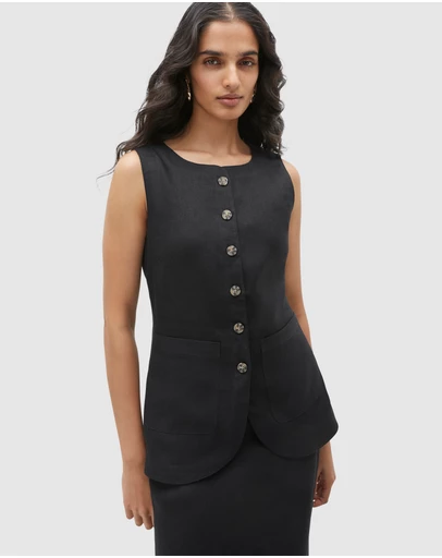 Seed Heritage - Linen Button Down Vest