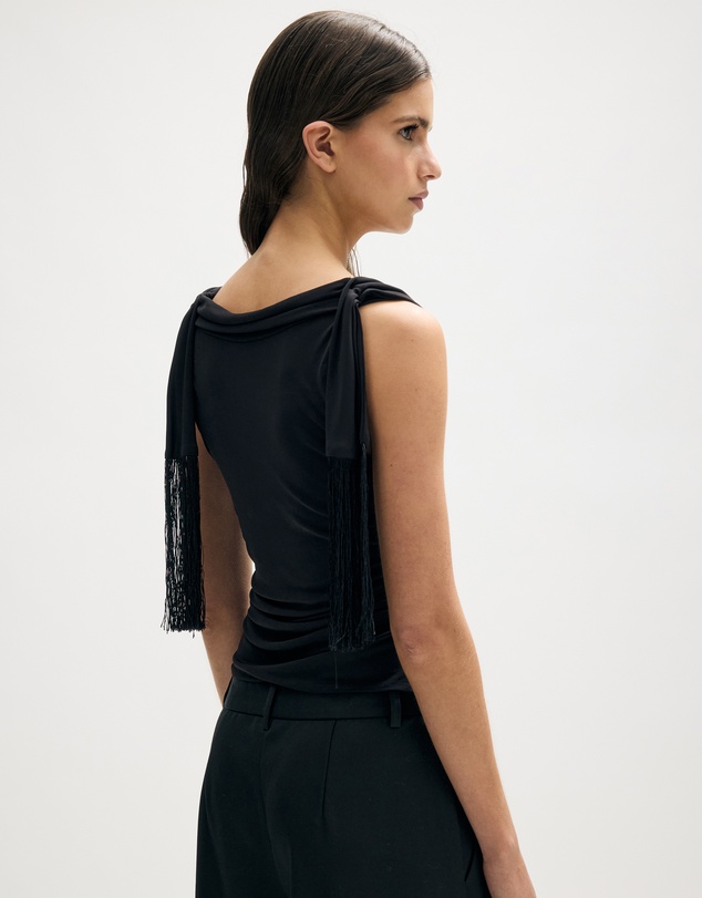 Minima Esenciales - Auden Jersey Fringe Scarf Top