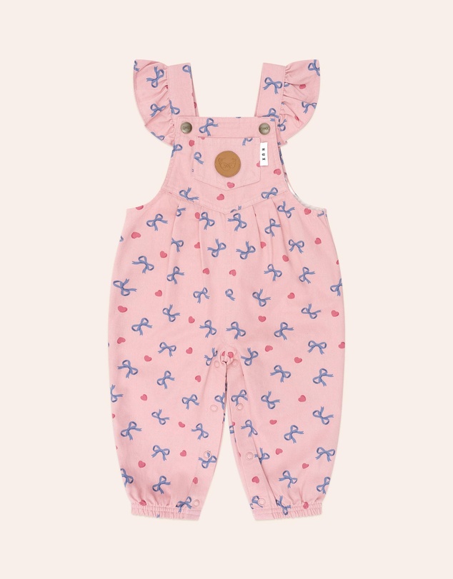 Huxbaby - Hearts and Bows Frill Overalls - Babies-Kids
